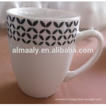 white ceramic coffee cup porcelain mug with decal